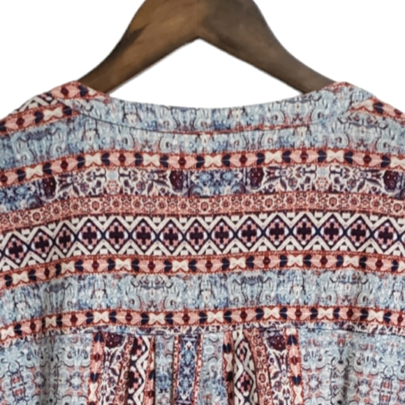 Style & Company Print Roll-tab Sleeve Button Front Shirt Top Women's 1X - Picture 5 of 11